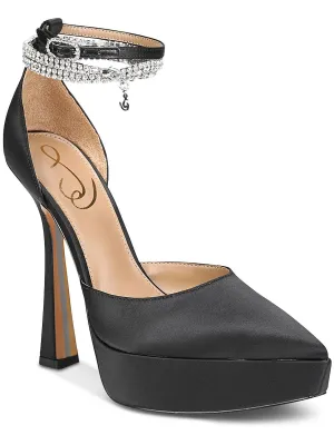 Andie Womens Satin Pointed Toe Pumps