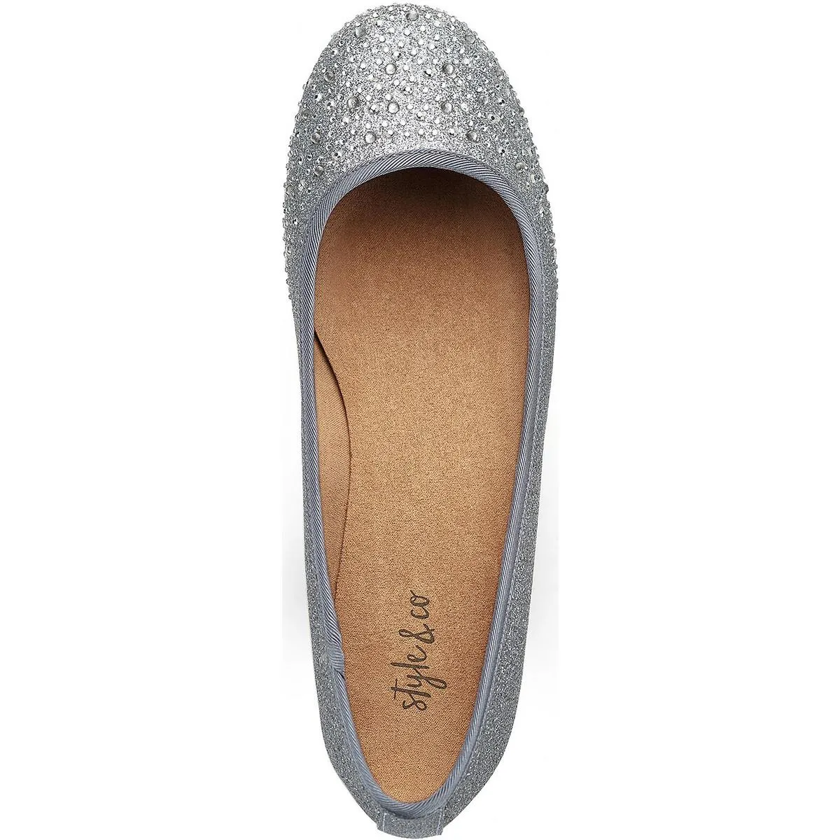 Angelyn Womens Glitter Slip-On Ballet Flats