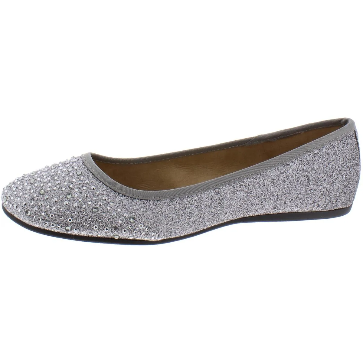 Angelynn Womens Metallic Embellished Ballet Flats