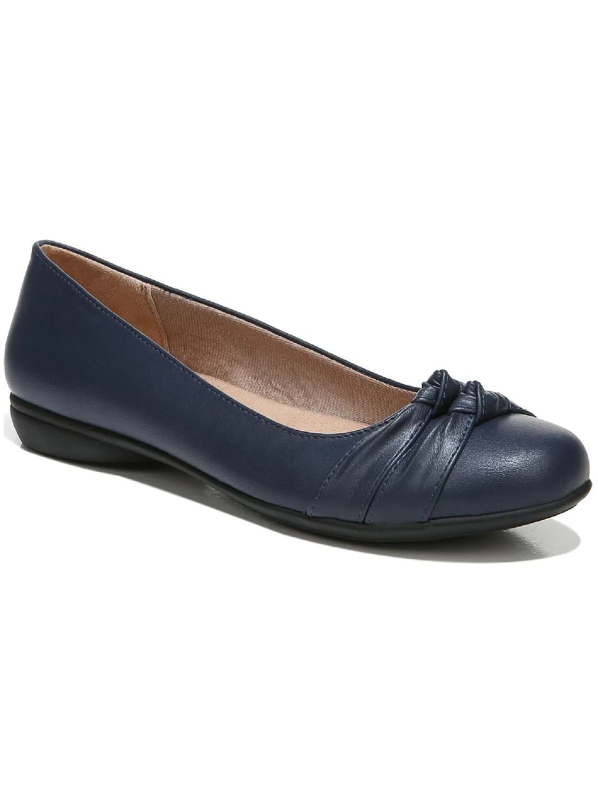 Anika Womens Faux Leather Knot Front Ballet Flats