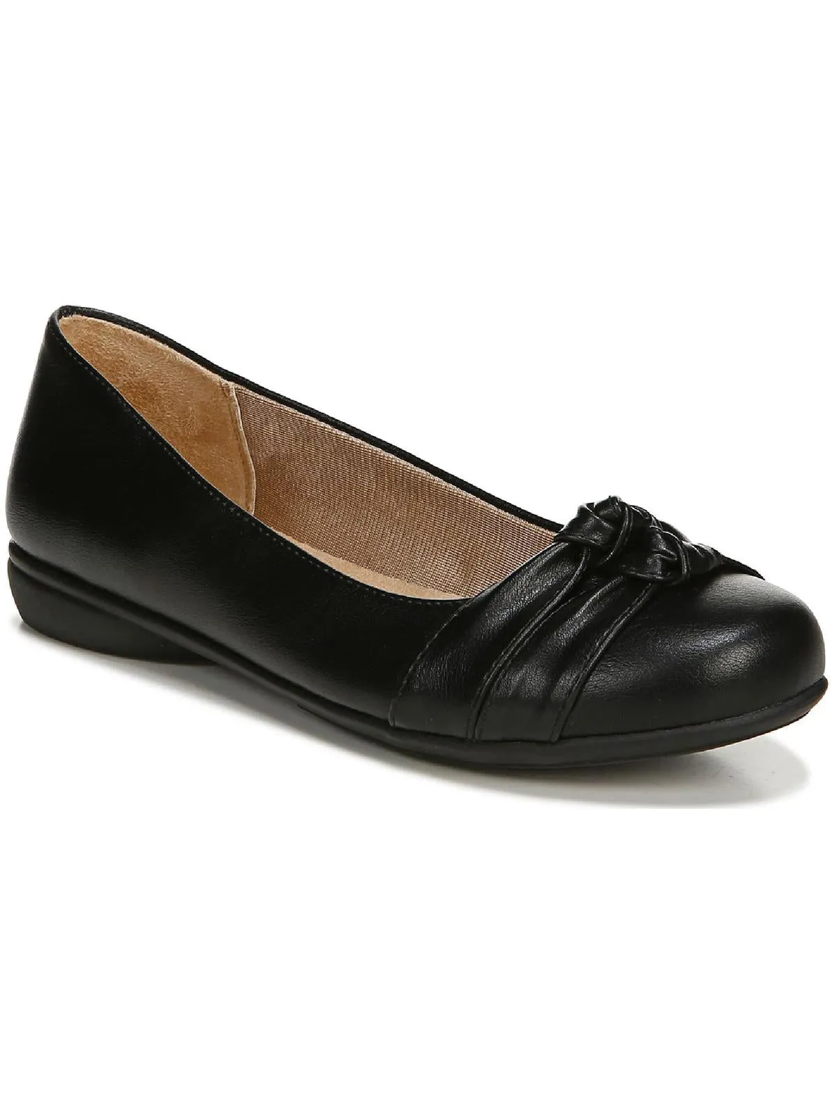 Anika Womens Faux Leather Knot Front Ballet Flats