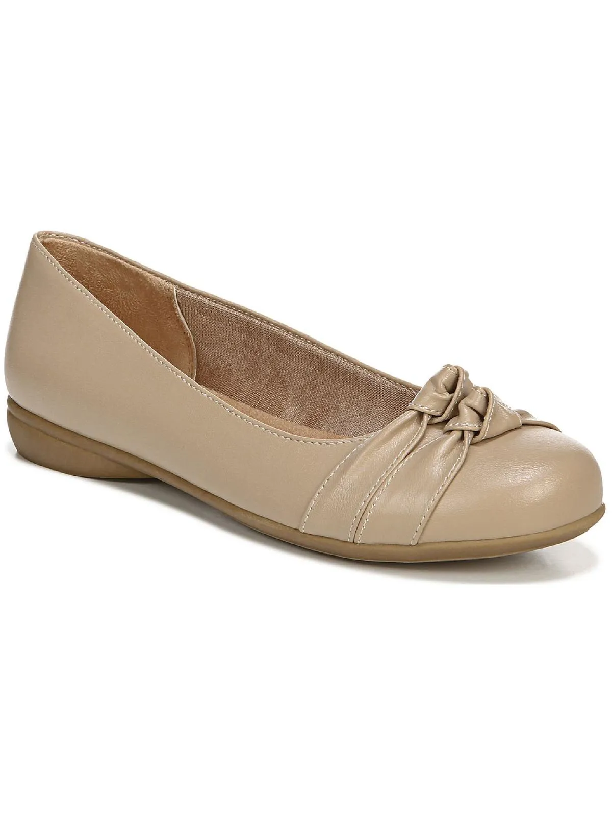 Anika Womens Faux Leather Knot Front Ballet Flats