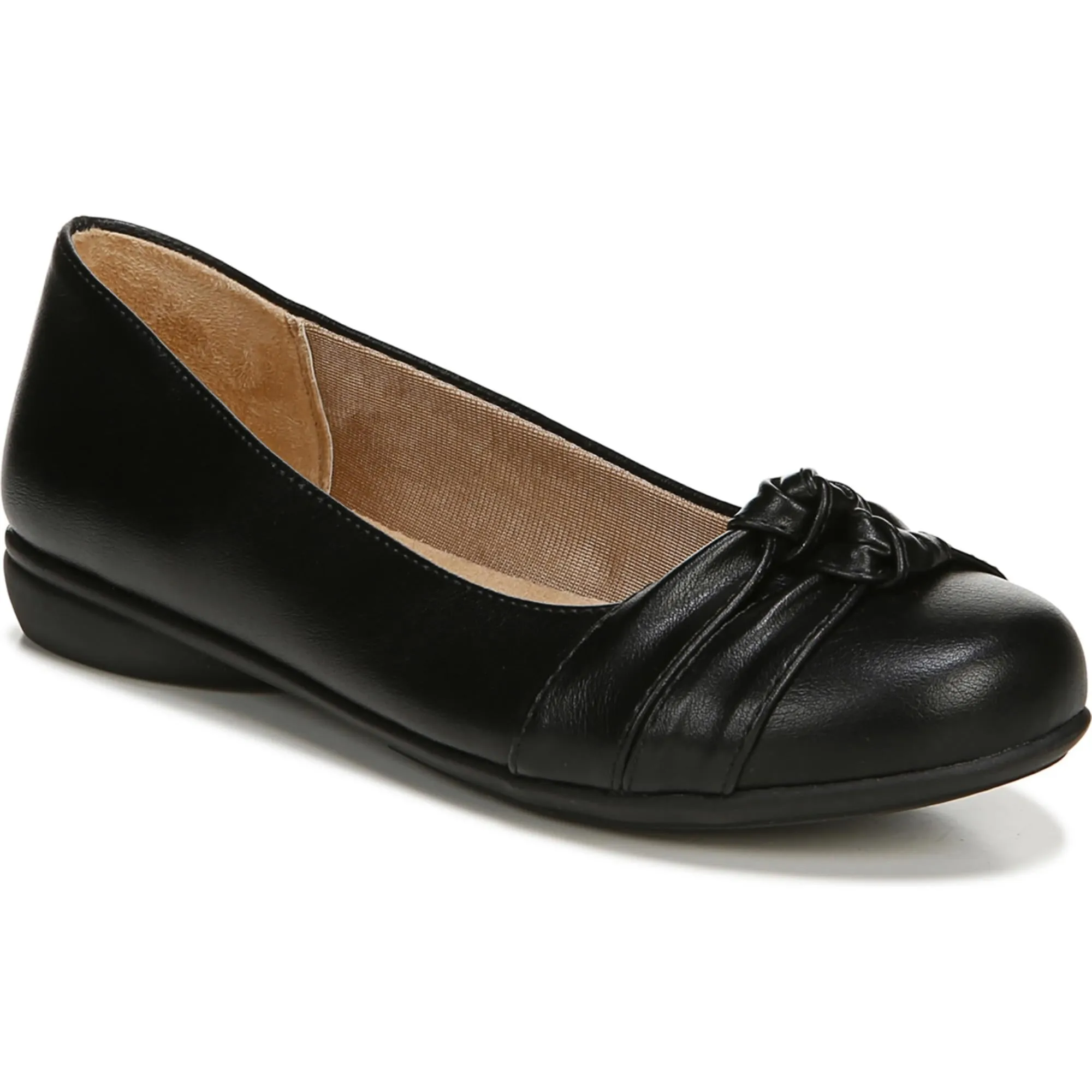 Anika Womens Faux Leather Knot Front Ballet Flats