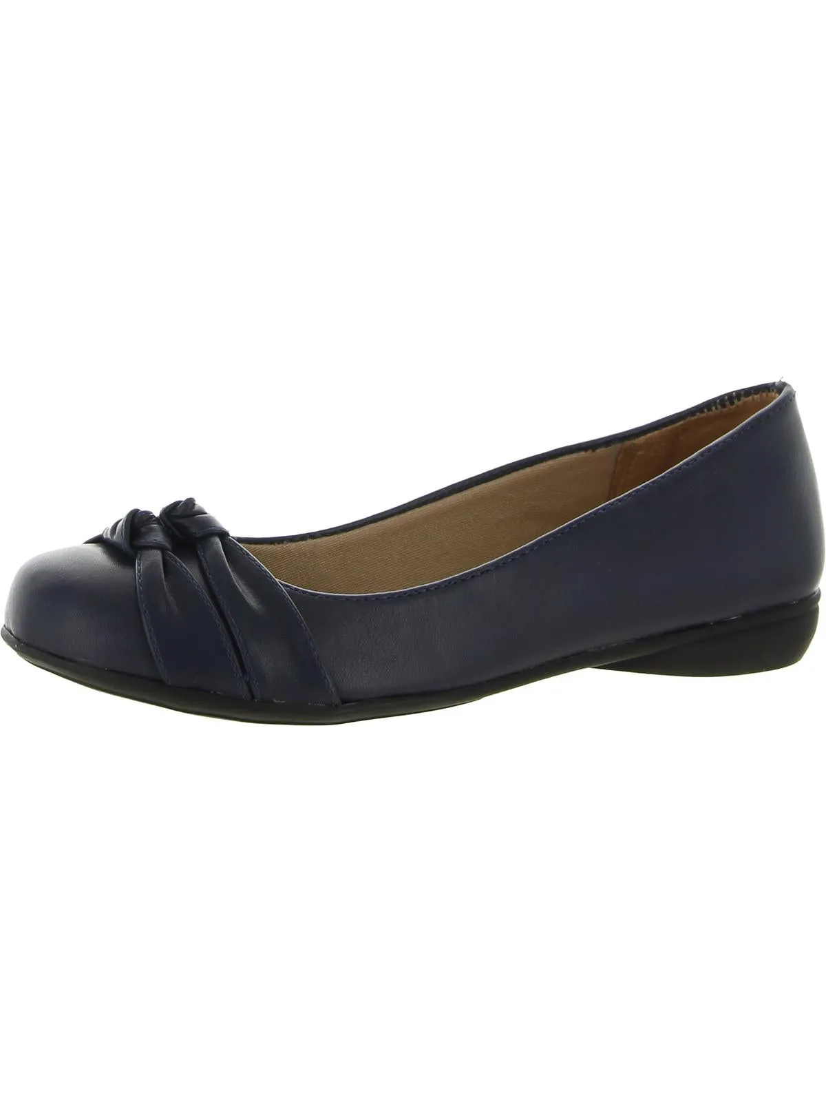 Anika Womens Faux Leather Knot Front Ballet Flats