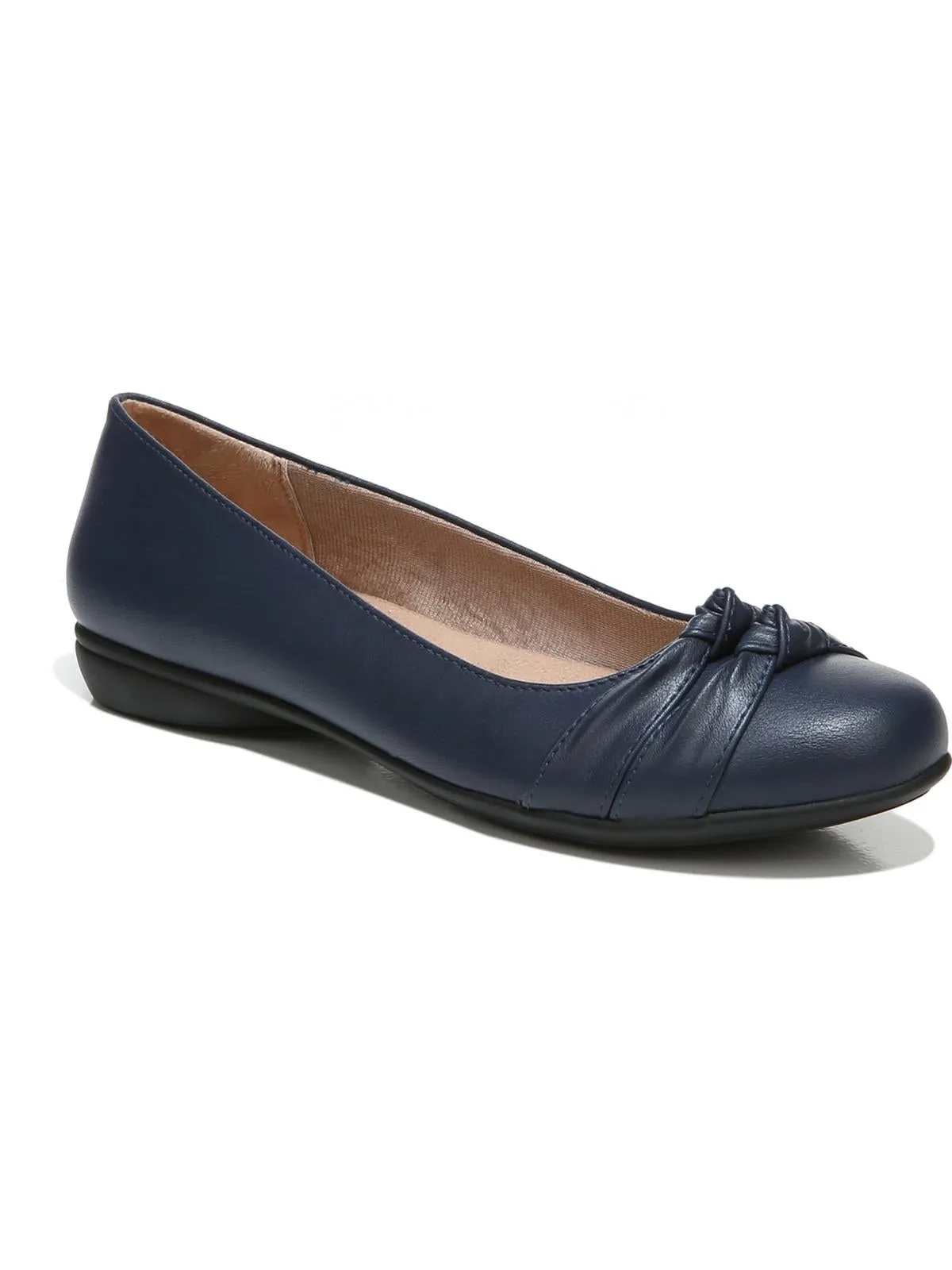Anika Womens Faux Leather Knot Front Ballet Flats