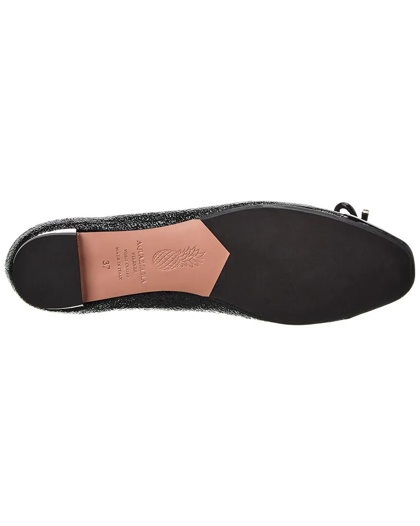 Aquazzura Parisina Cracked Leather Ballet Flat