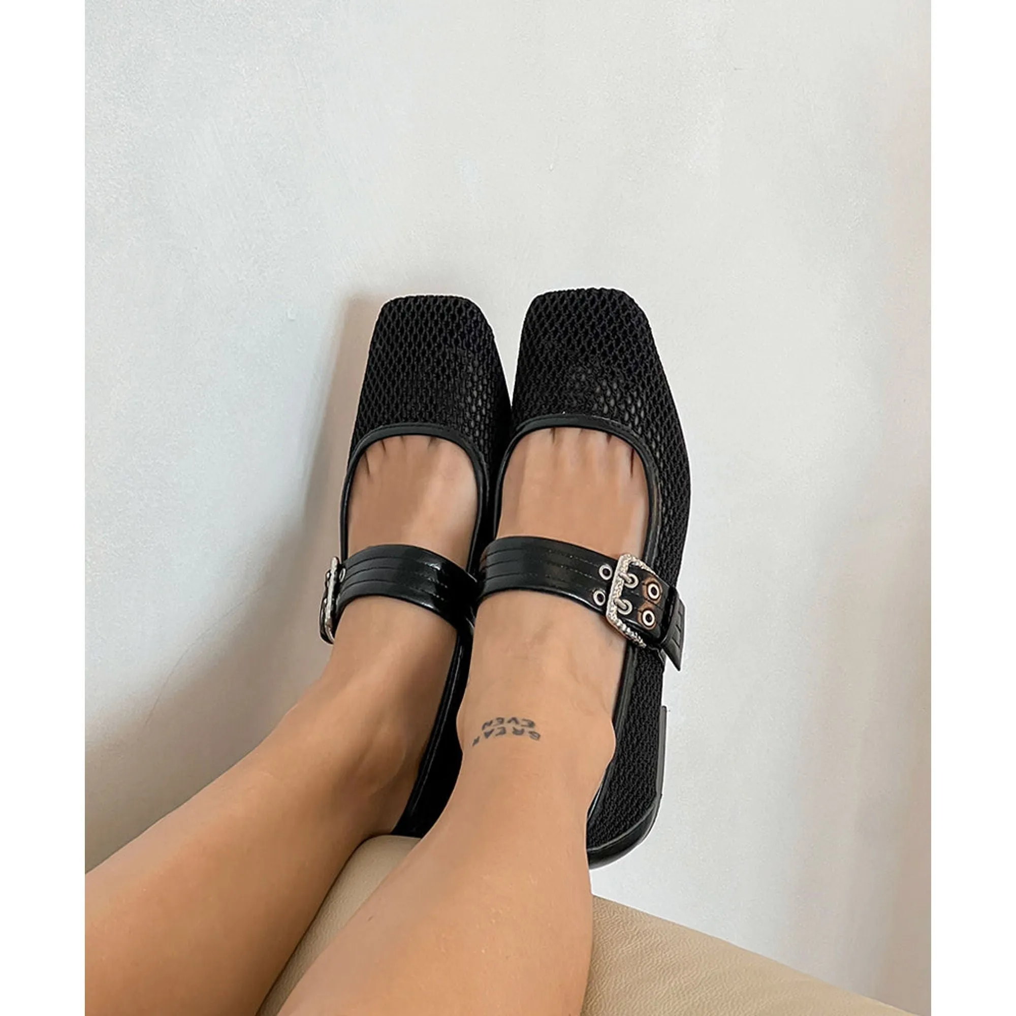 Arora Ballet Flats Onyx Woven Mesh
