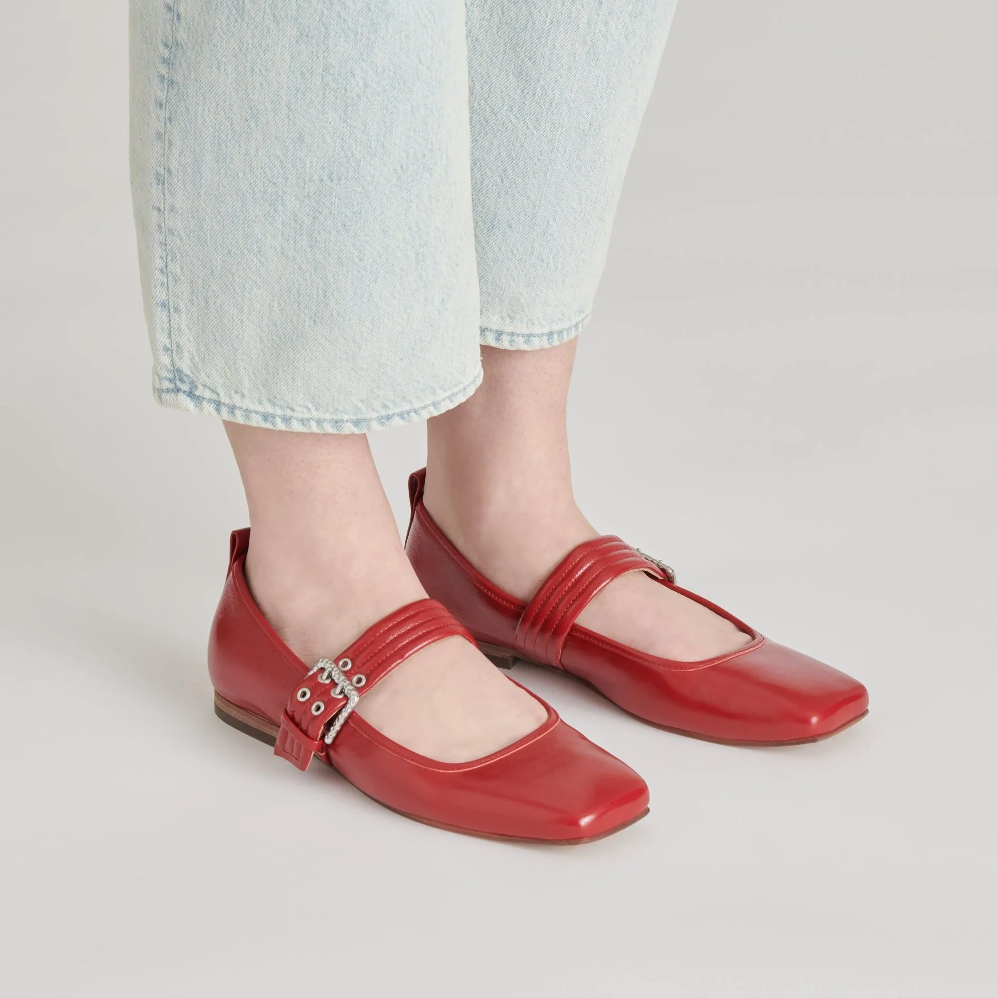 Arora Ballet Flats Red Crinkle Patent