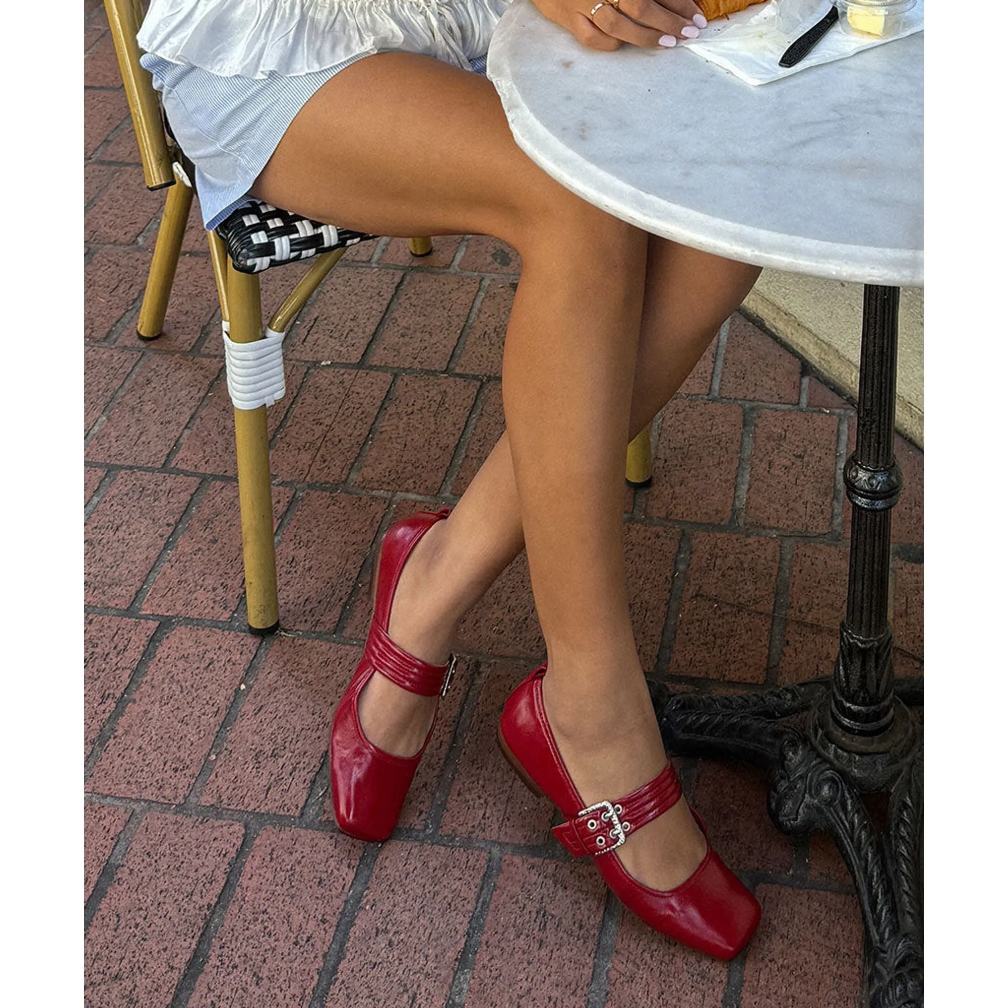 Arora Ballet Flats Red Crinkle Patent