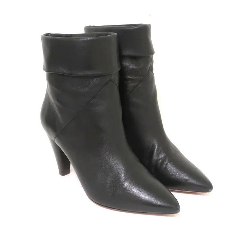 ba&sh Ankle Boots Constanza Black Leather Size 39 Pointed Toe High Heel