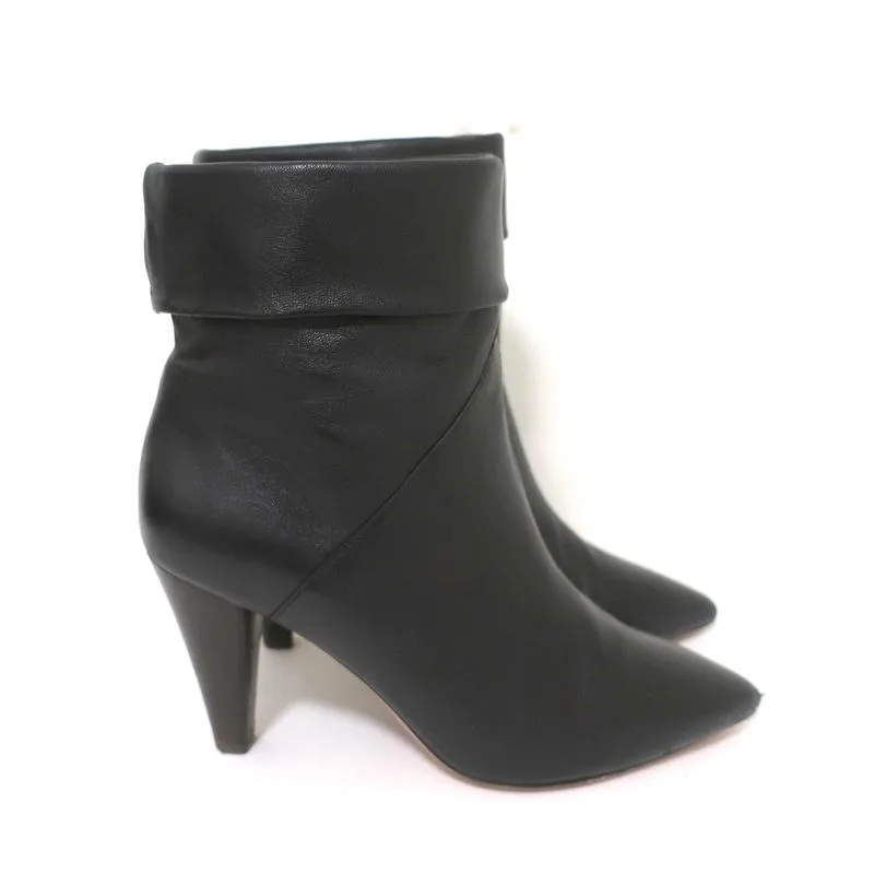 ba&sh Ankle Boots Constanza Black Leather Size 39 Pointed Toe High Heel