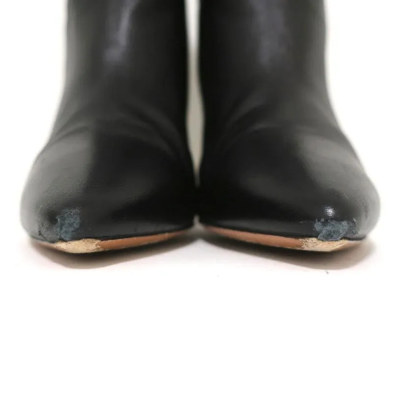 ba&sh Ankle Boots Constanza Black Leather Size 39 Pointed Toe High Heel
