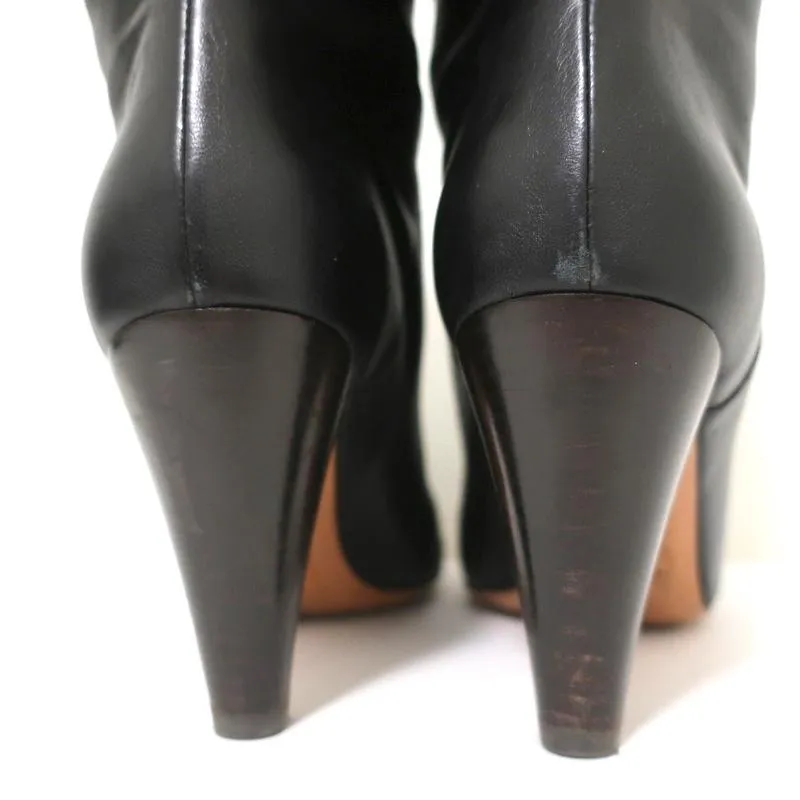 ba&sh Ankle Boots Constanza Black Leather Size 39 Pointed Toe High Heel