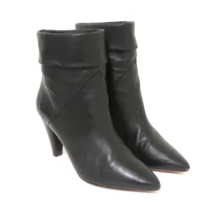 ba&sh Ankle Boots Constanza Black Leather Size 39 Pointed Toe High Heel