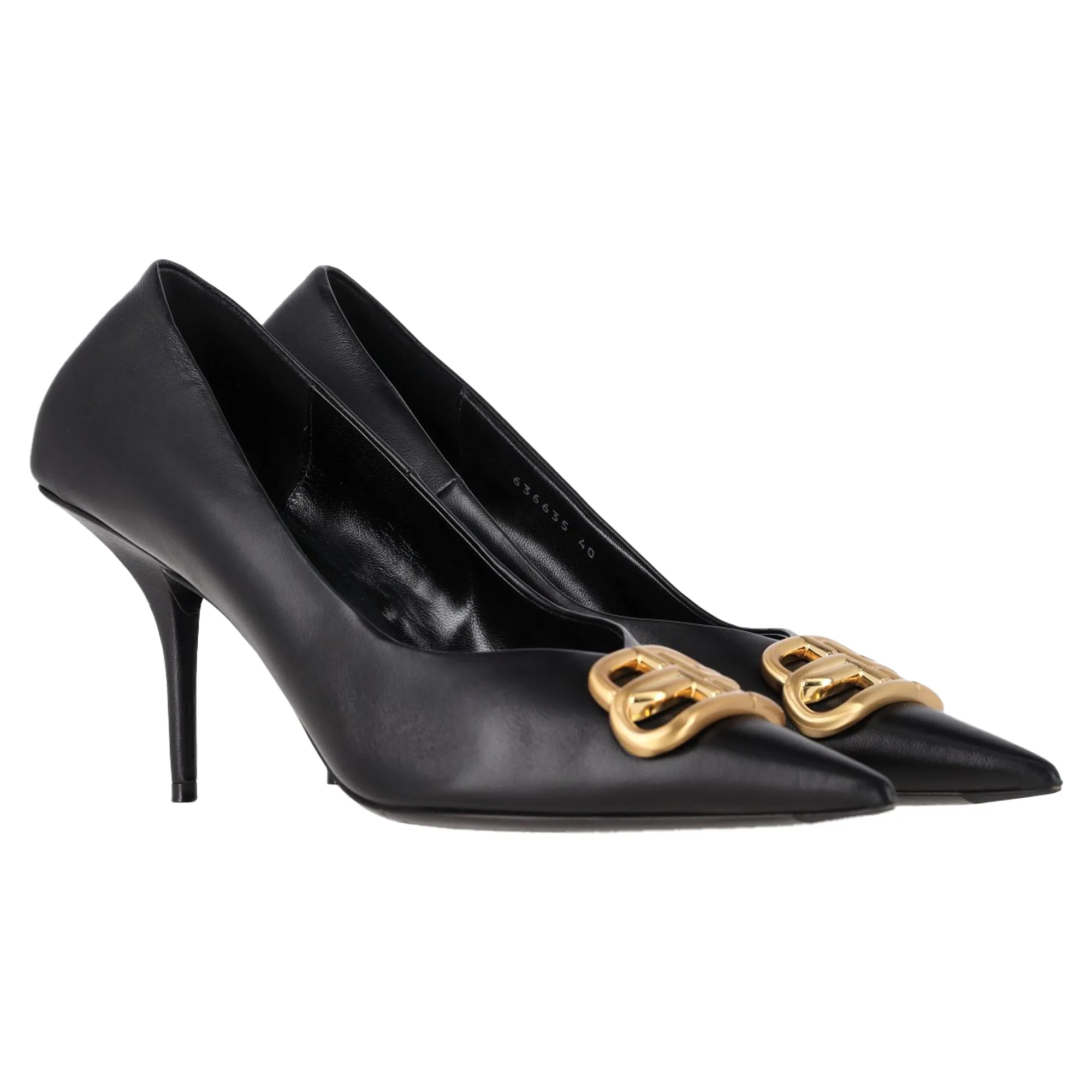 Balenciaga Square Knife BB Pumps in Black Leather