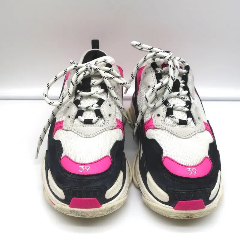 Balenciaga Triple S Sneakers White Mesh & Pink Leather Size 39