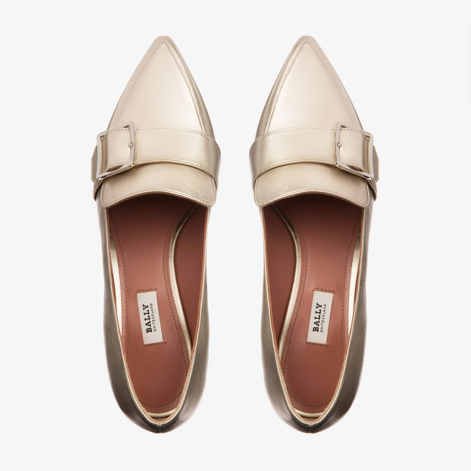Bally Harumi Women's 6223345 Champagne Leather Buckle Mules