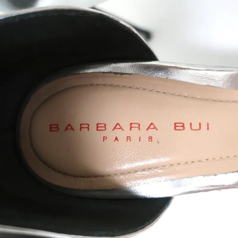 Barbara Bui Sandals Silver & Gold Mirrored Leather Size 39 Ankle Strap Heels