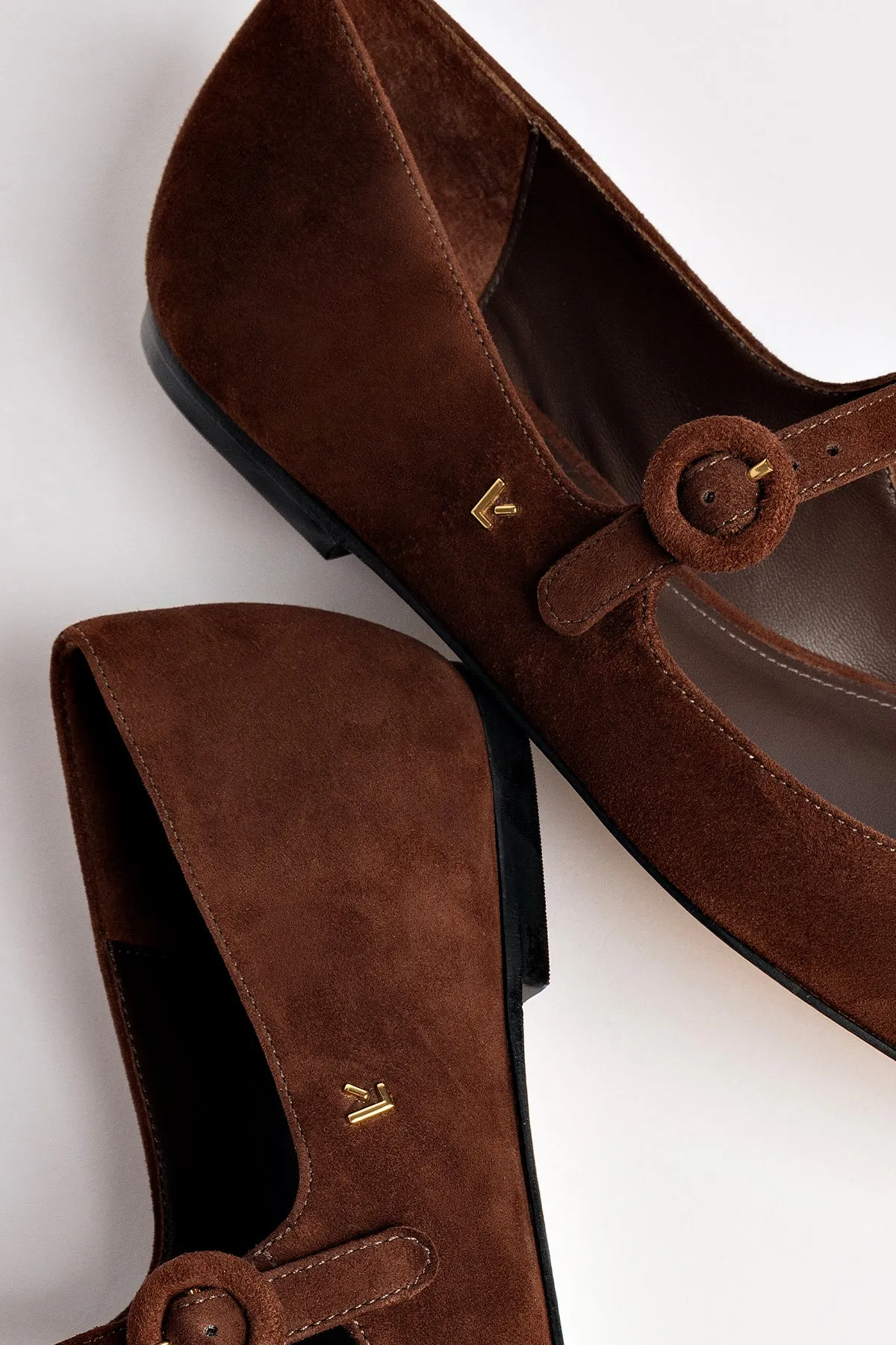 Blair Ballet Flat In Brown Suede