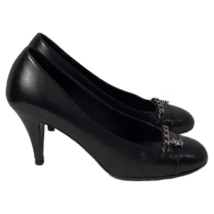 Chanel CC Chain Detail Pumps in Black Leather