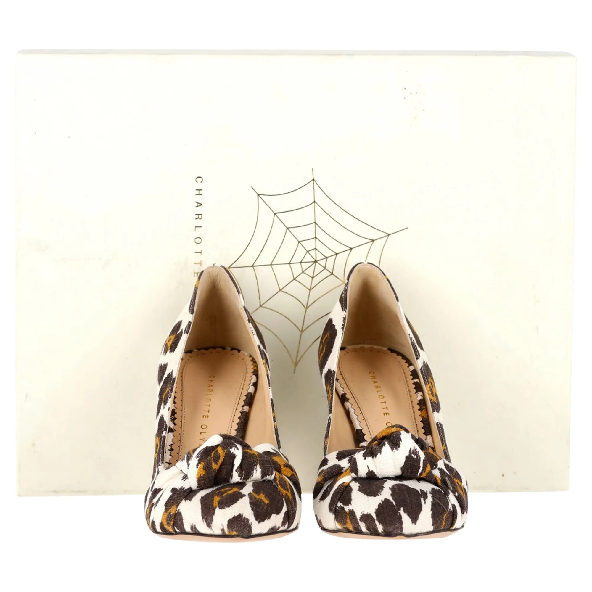 Charlotte Olympia Twist Knot Pumps in Animal Print Canvas