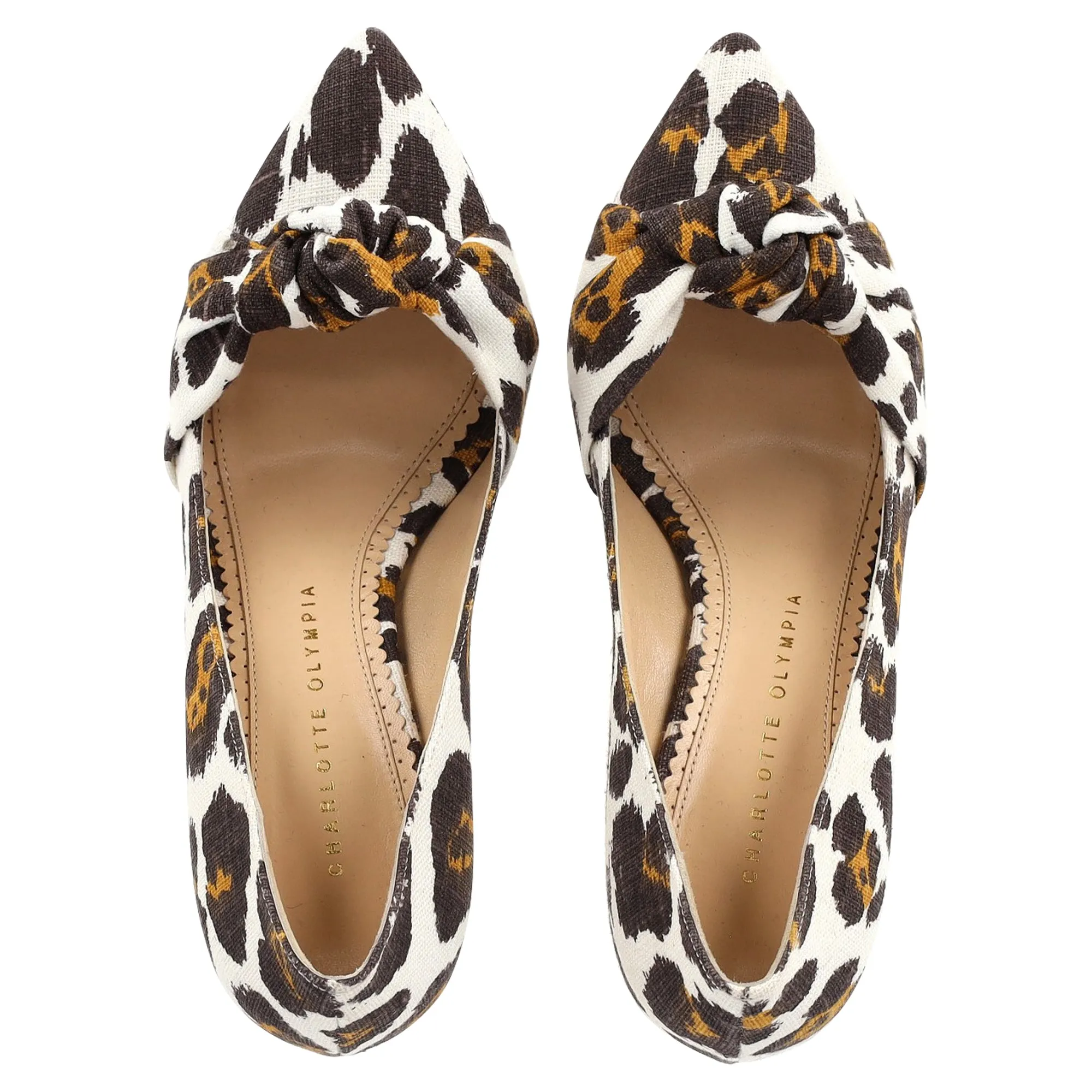 Charlotte Olympia Twist Knot Pumps in Animal Print Canvas