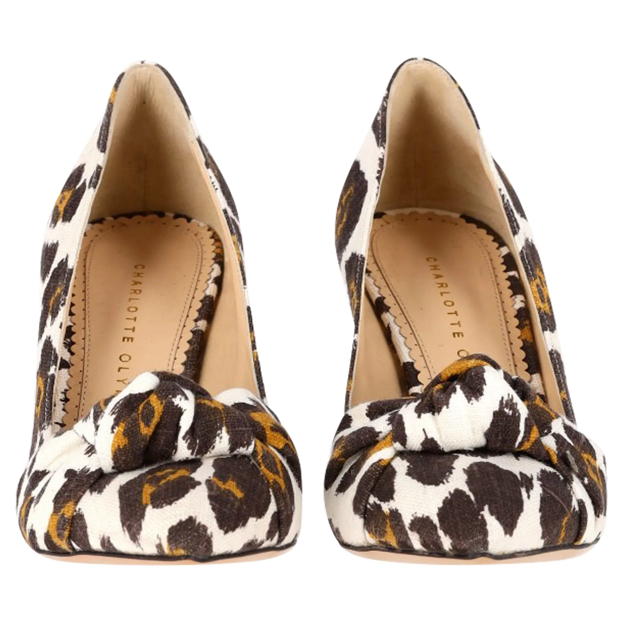 Charlotte Olympia Twist Knot Pumps in Animal Print Canvas