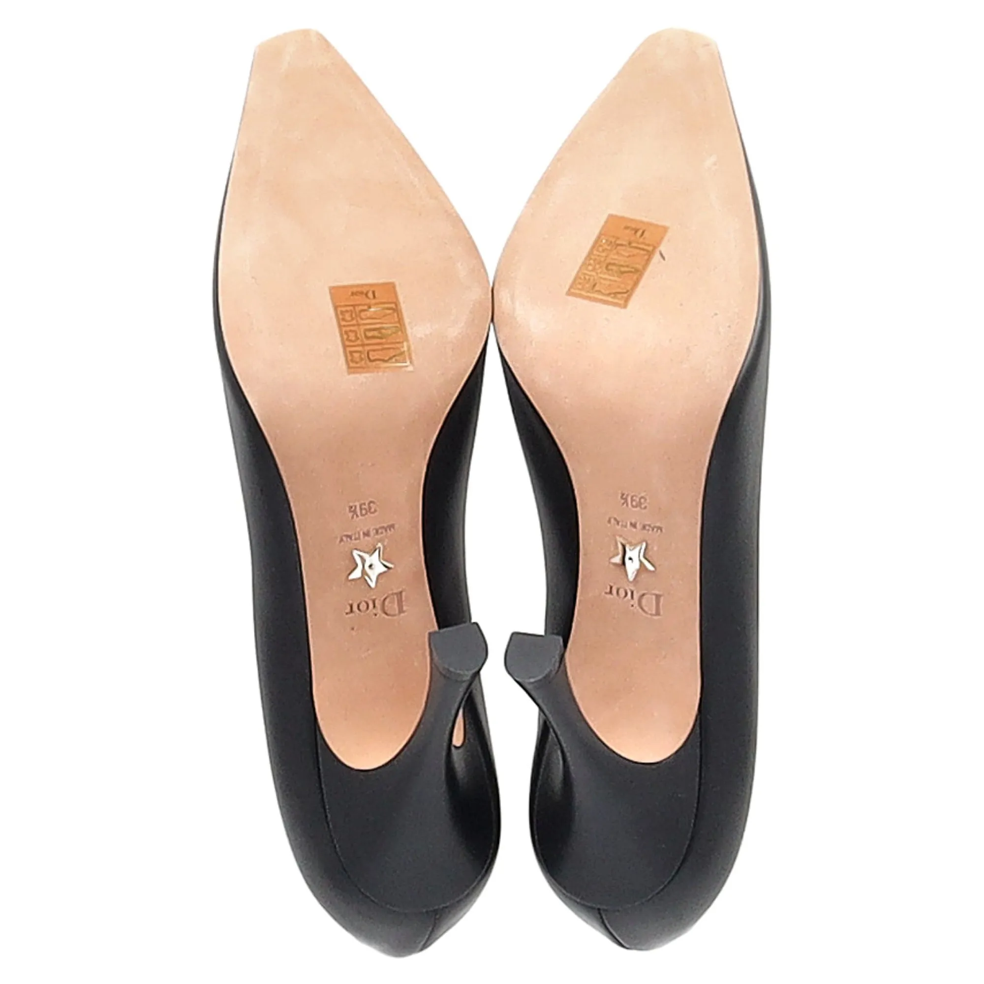 Christian Dior Square-Toe Pumps in Black Leather