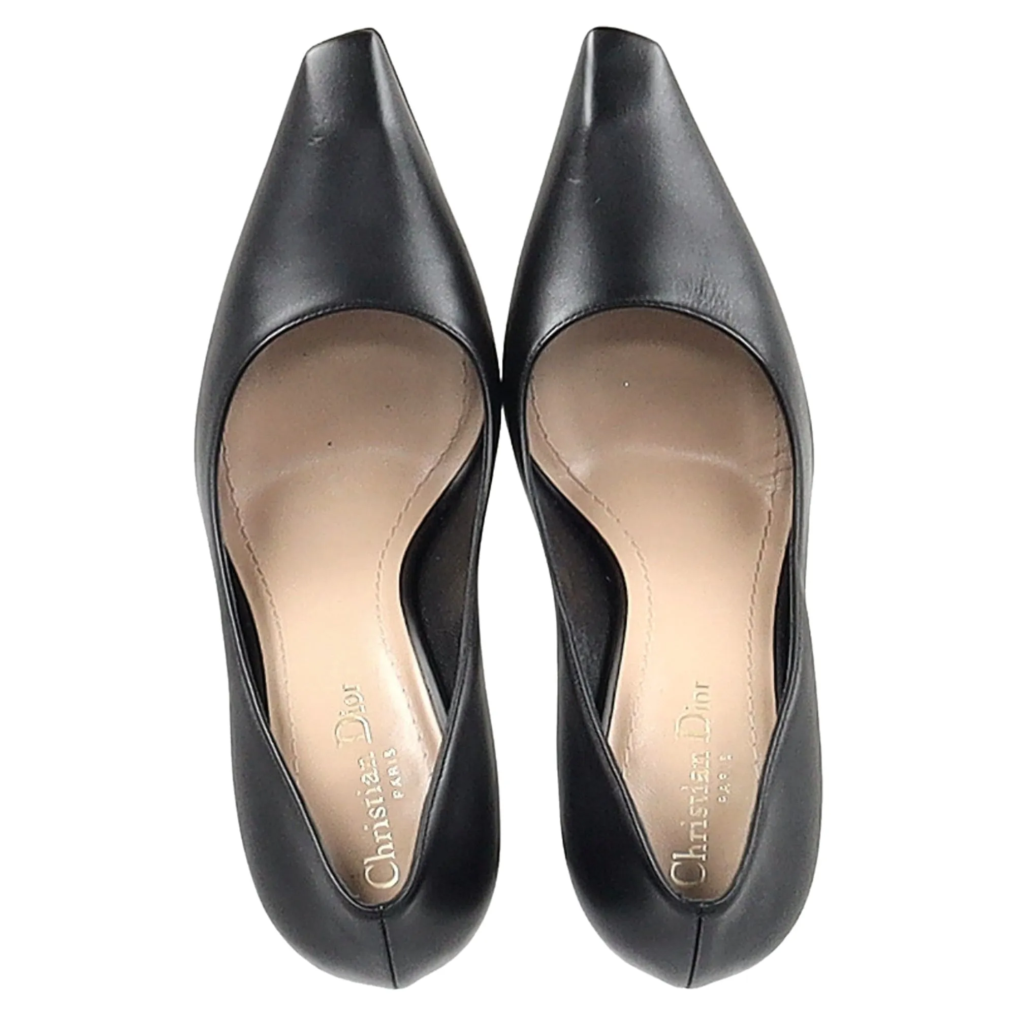 Christian Dior Square-Toe Pumps in Black Leather