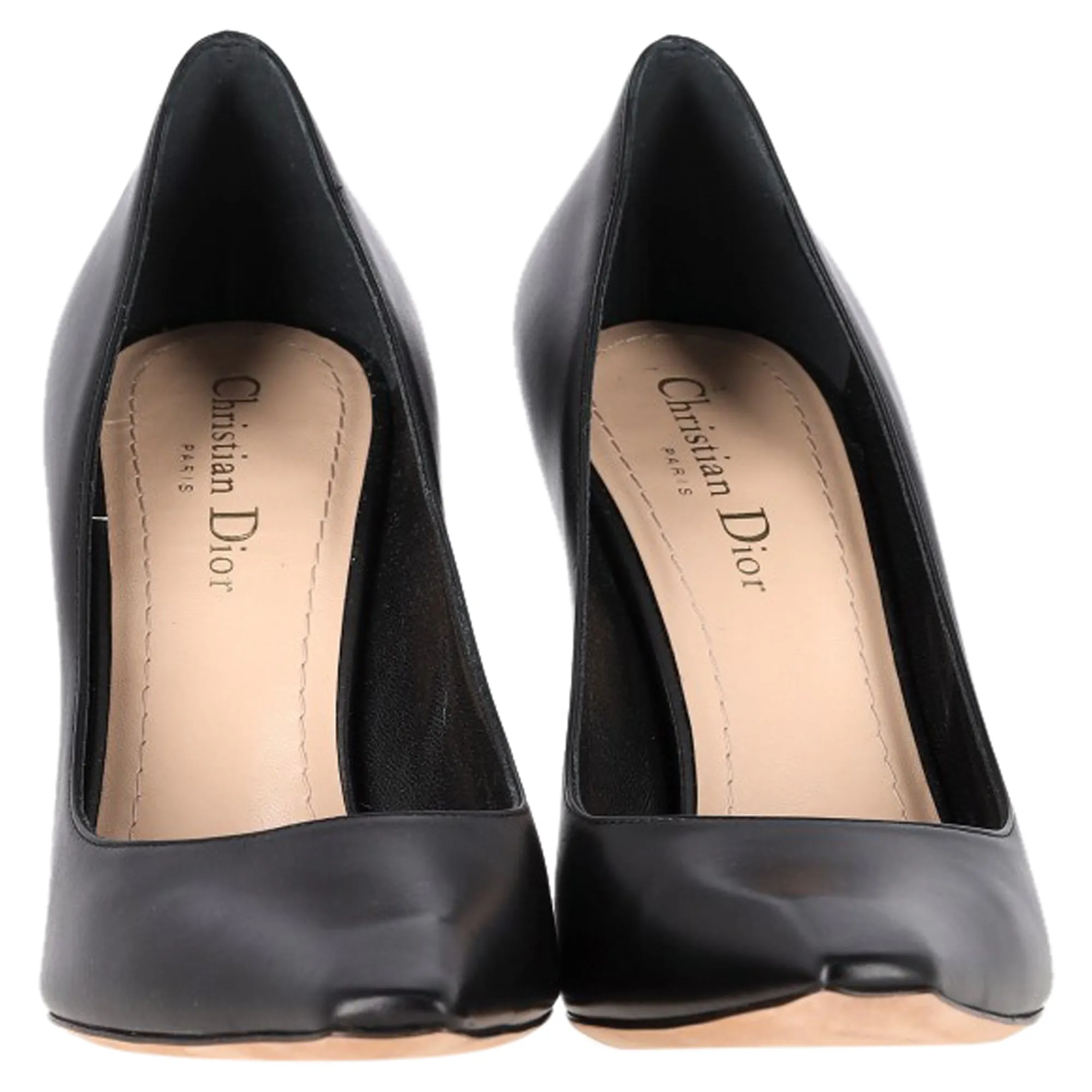 Christian Dior Square-Toe Pumps in Black Leather