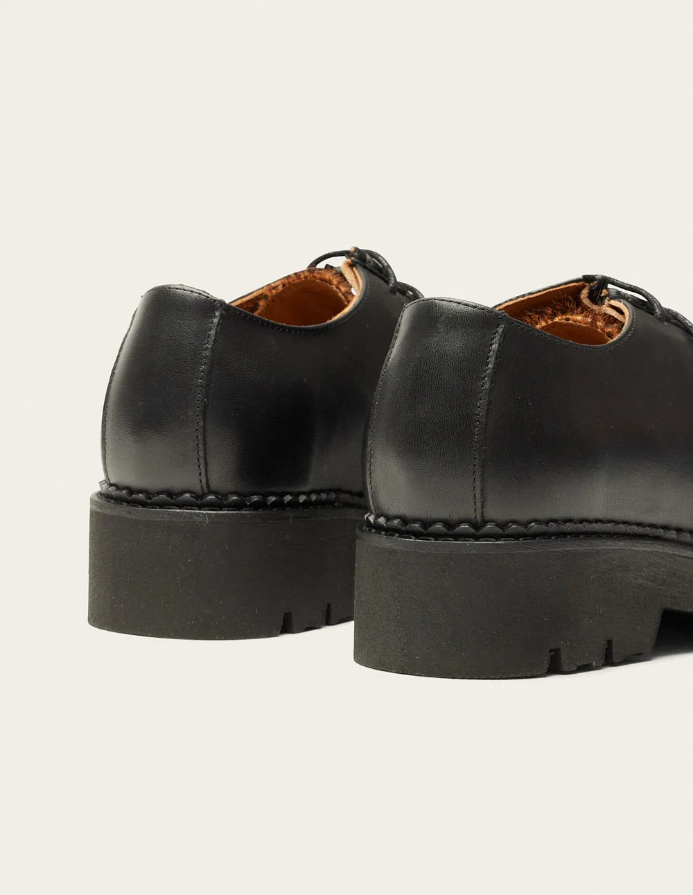 Derbies Deborah - Black leather and pony
