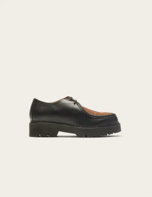 Derbies Deborah - Black leather and pony
