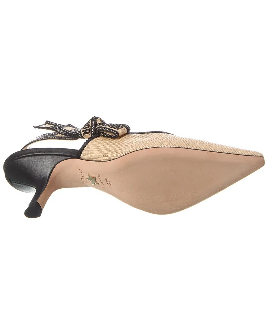 Dior J'Adior Raffia & Leather Slingback Pump