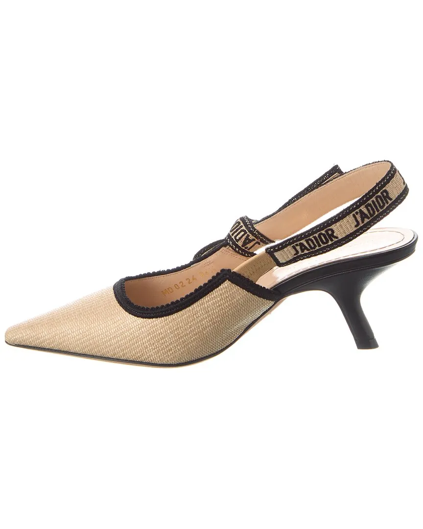 Dior J'Adior Raffia & Leather Slingback Pump