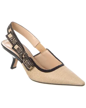 Dior J'Adior Raffia & Leather Slingback Pump