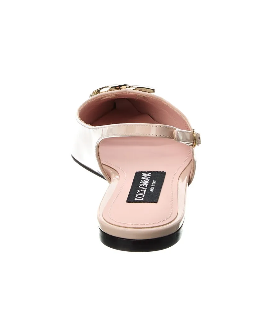 Dolce & Gabbana DG Logo Leather Slingback Flat