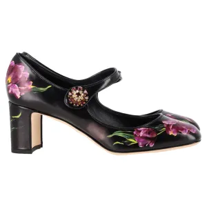 Dolce & Gabbana Floral Printed Mary Jane Pumps in Multicolor Leather