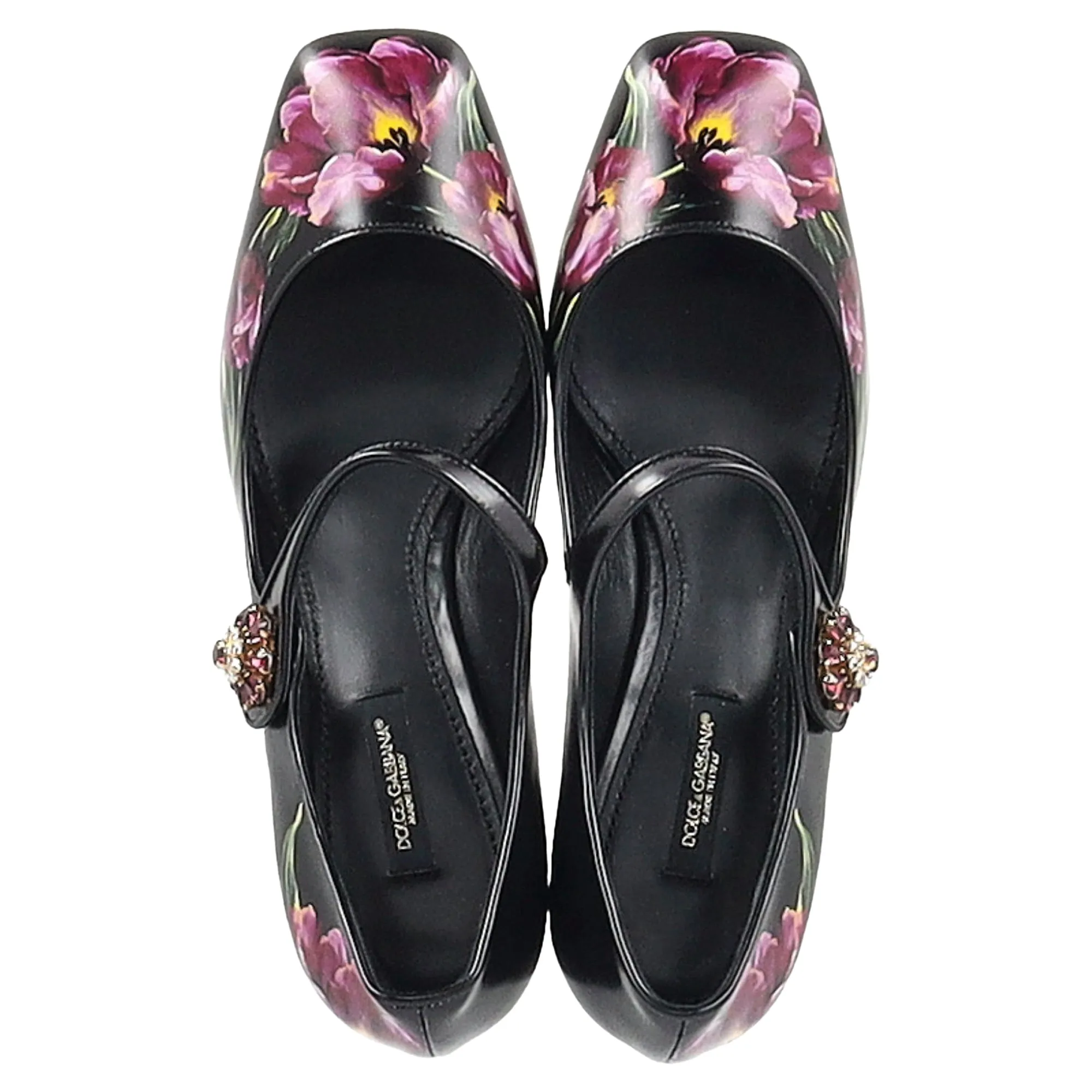 Dolce & Gabbana Floral Printed Mary Jane Pumps in Multicolor Leather