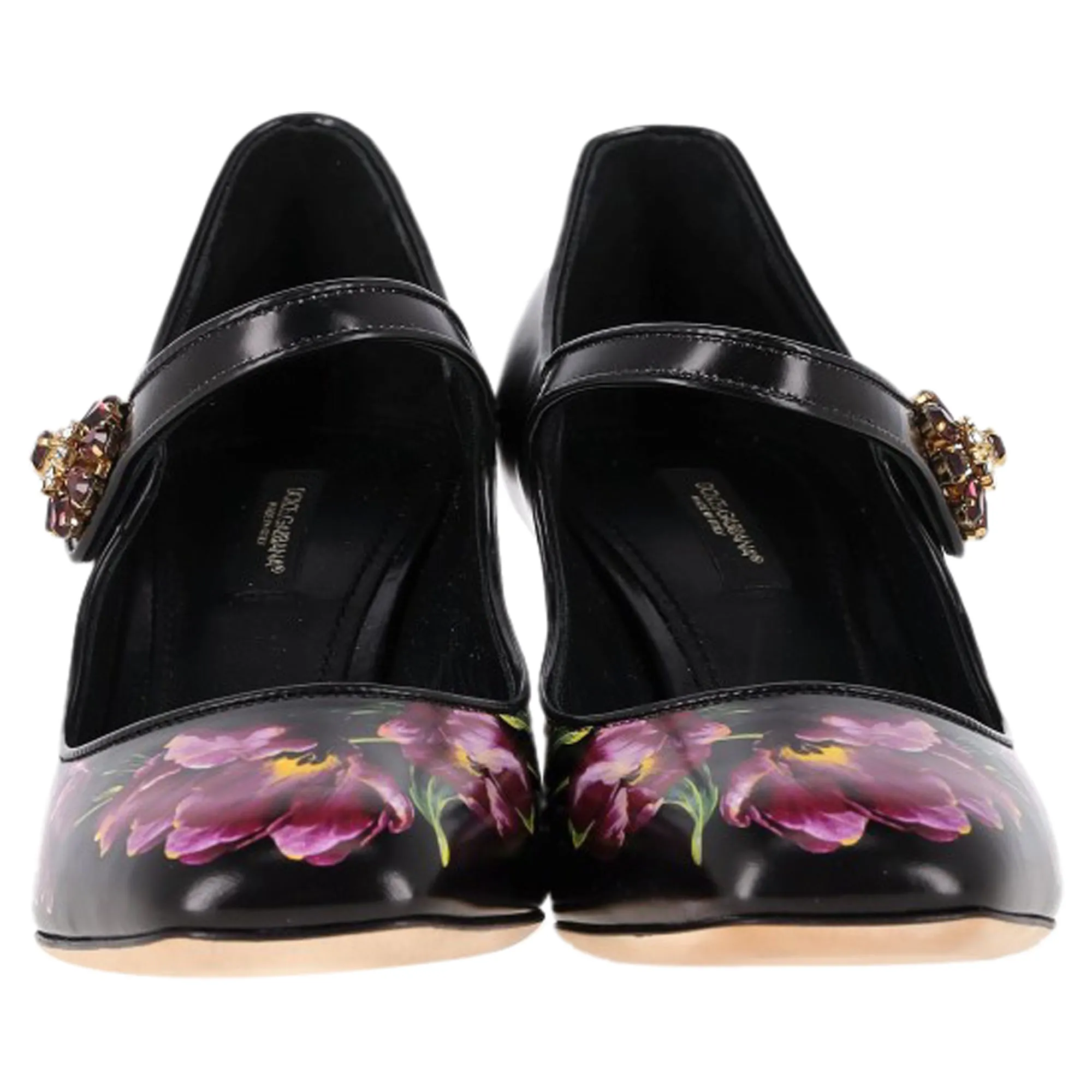 Dolce & Gabbana Floral Printed Mary Jane Pumps in Multicolor Leather