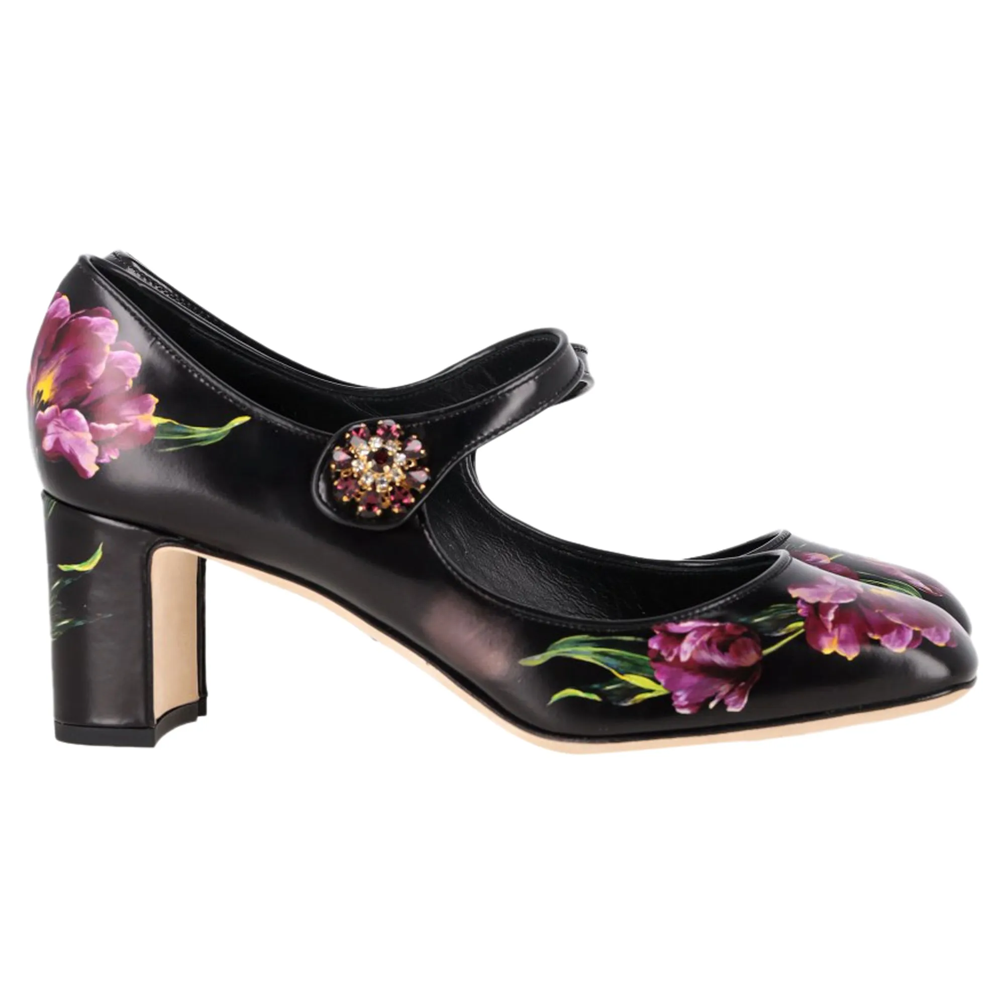 Dolce & Gabbana Floral Printed Mary Jane Pumps in Multicolor Leather