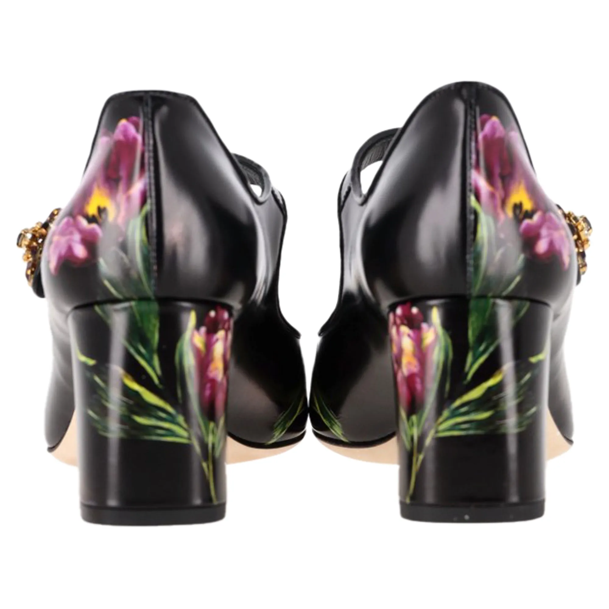 Dolce & Gabbana Floral Printed Mary Jane Pumps in Multicolor Leather