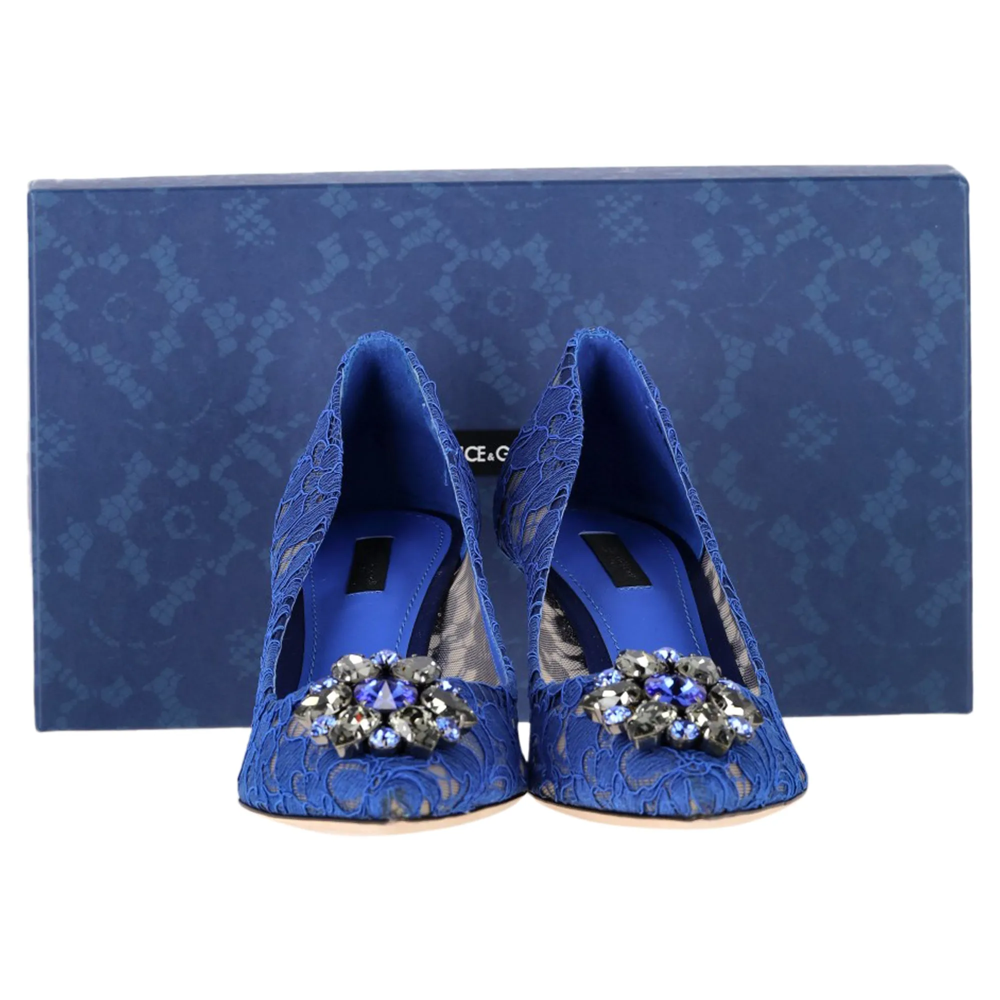 Dolce & Gabbana Rainbow Lace Pumps in Blue Silk