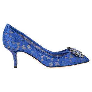 Dolce & Gabbana Rainbow Lace Pumps in Blue Silk