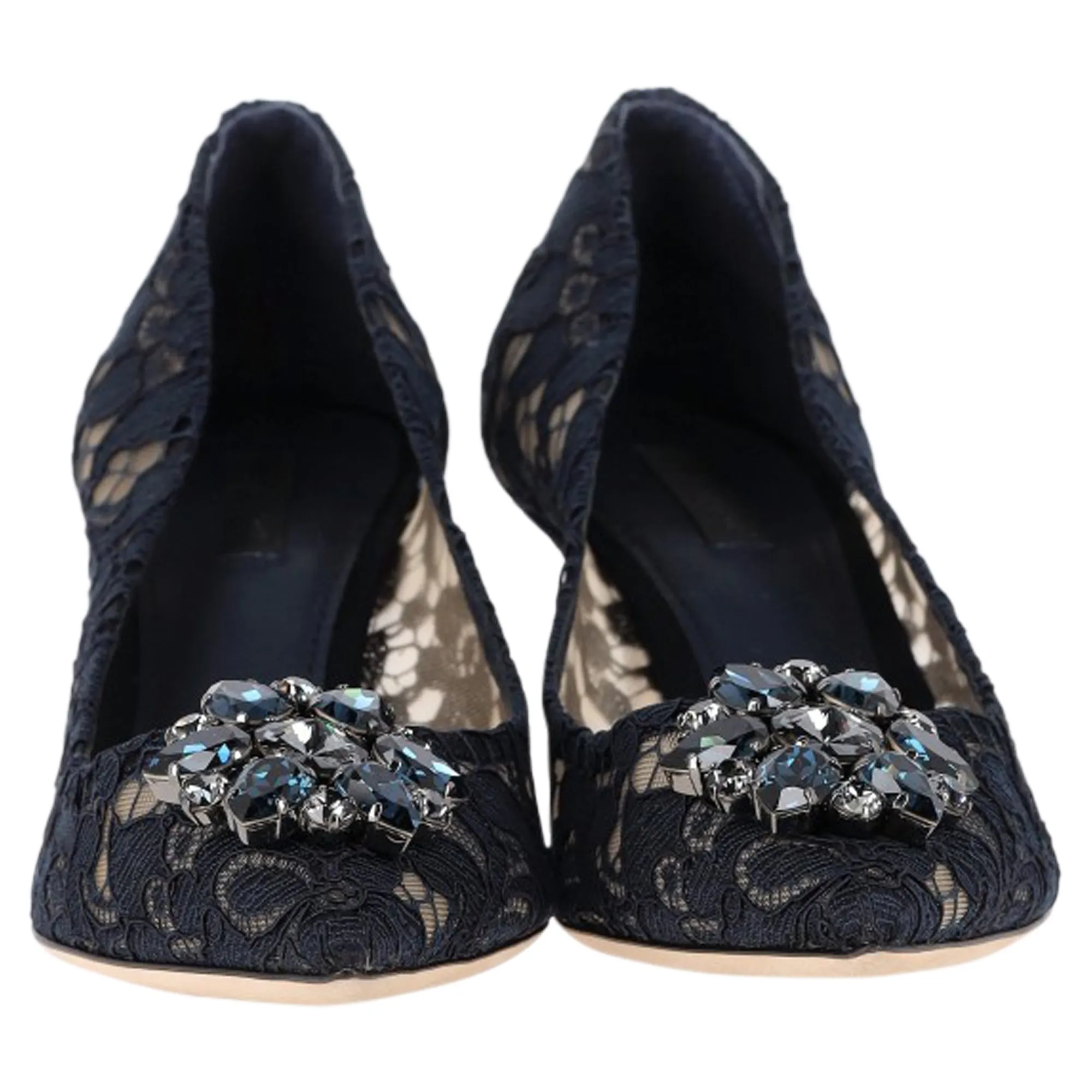 Dolce & Gabbana Rainbow Lace Pumps in Navy Blue Silk