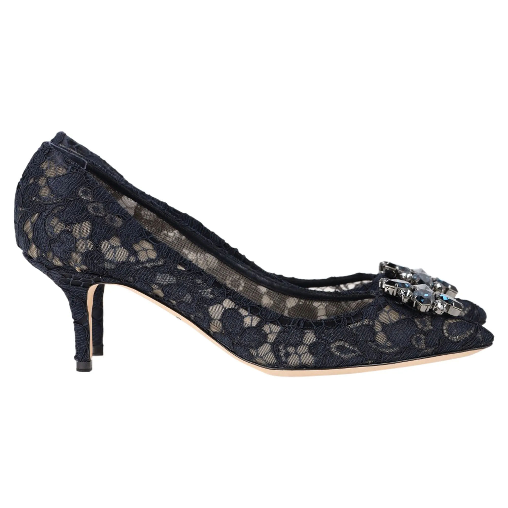 Dolce & Gabbana Rainbow Lace Pumps in Navy Blue Silk