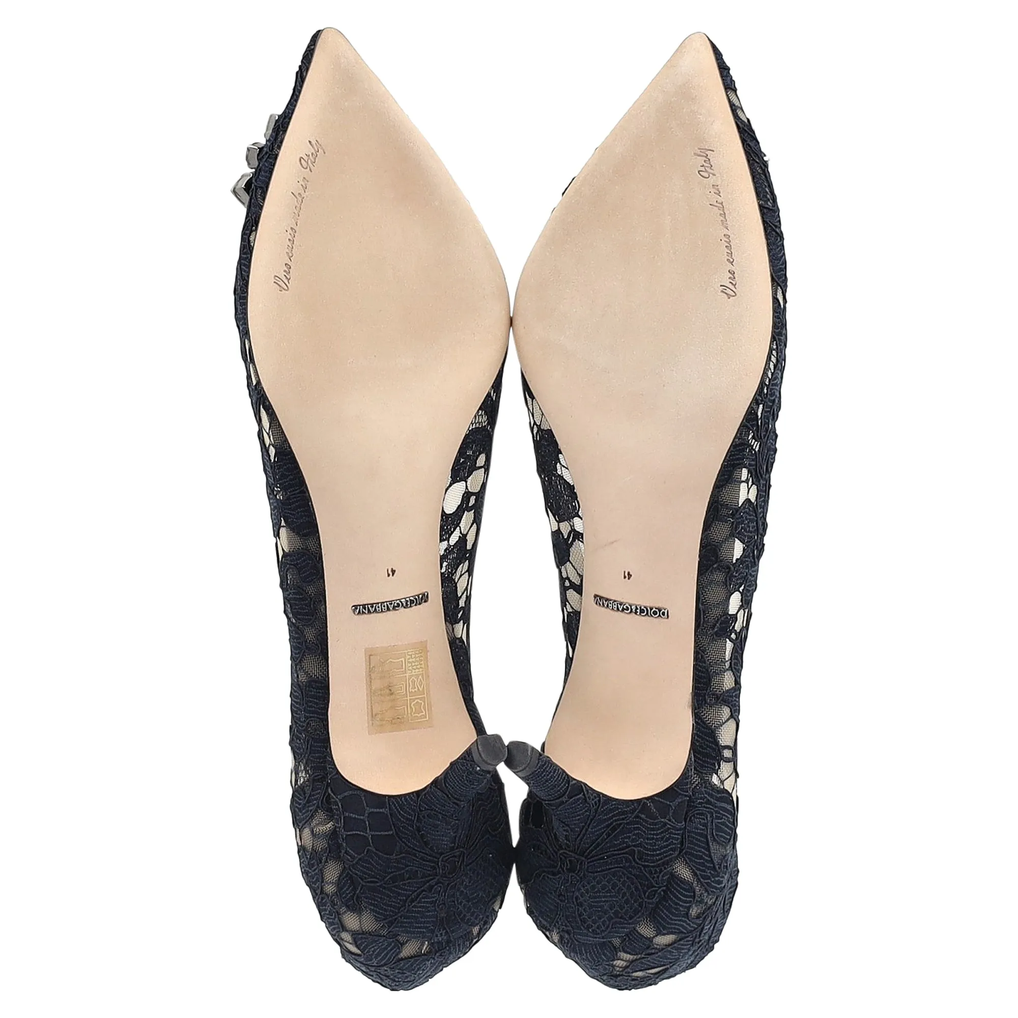 Dolce & Gabbana Rainbow Lace Pumps in Navy Blue Silk