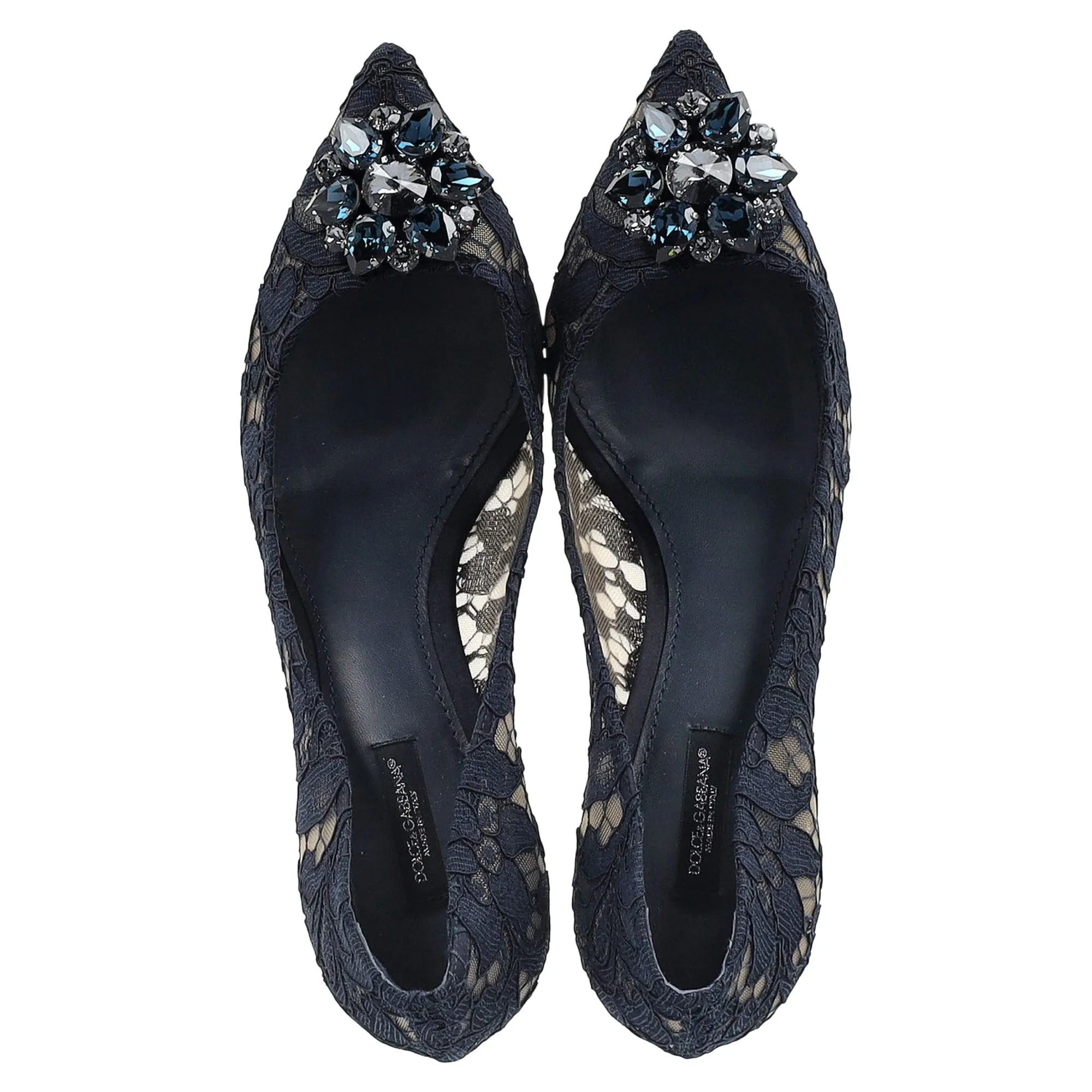 Dolce & Gabbana Rainbow Lace Pumps in Navy Blue Silk