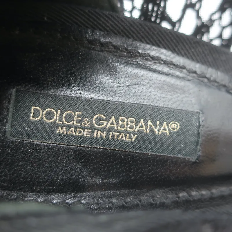 Dolce & Gabbana Rose Crochet Lace Platform Pumps Black Size 40 Open Toe Heels