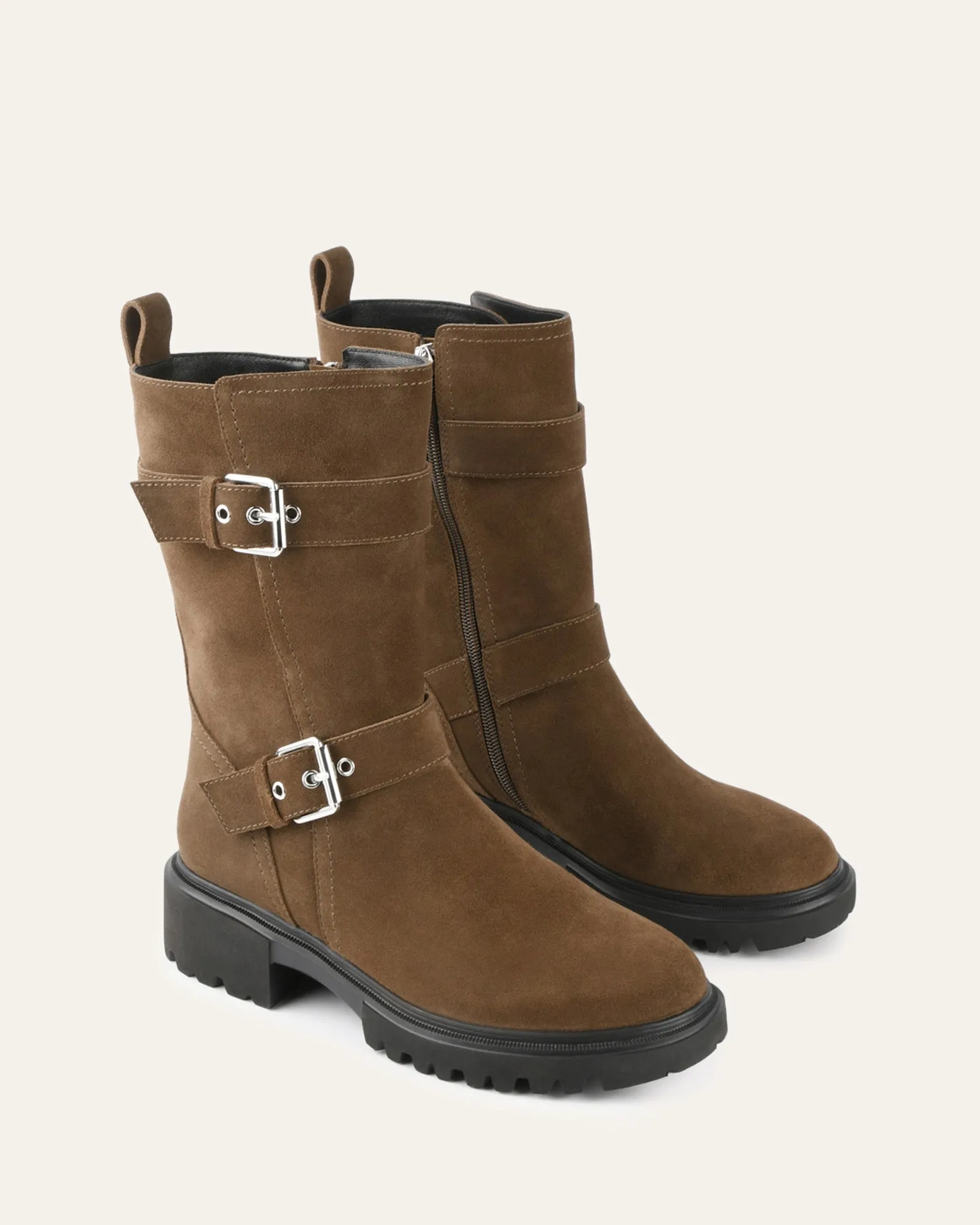 ELLIOT FLAT ANKLE BOOTS BARK SUEDE