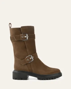 ELLIOT FLAT ANKLE BOOTS BARK SUEDE